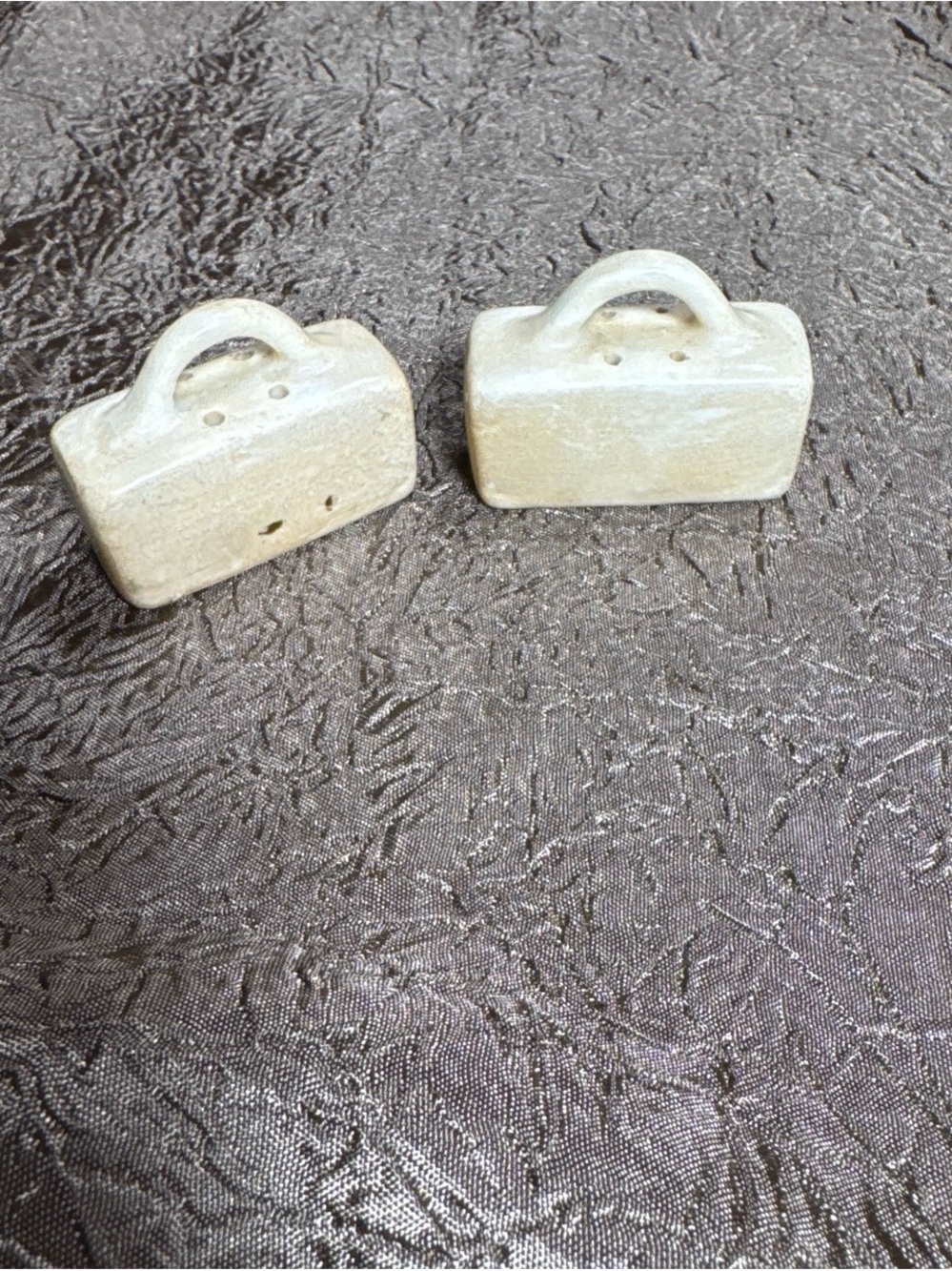 Ceramic Mini Suitcase Salt and Pepper Shakers - Pale Beige